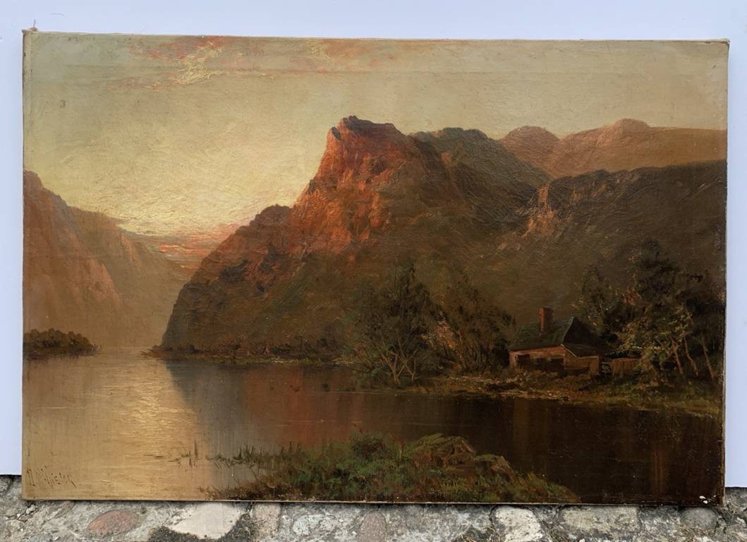 Peintre britannique (fin du XIXe siècle) - Vue du Loch Lomond au coucher du soleil.-photo-4