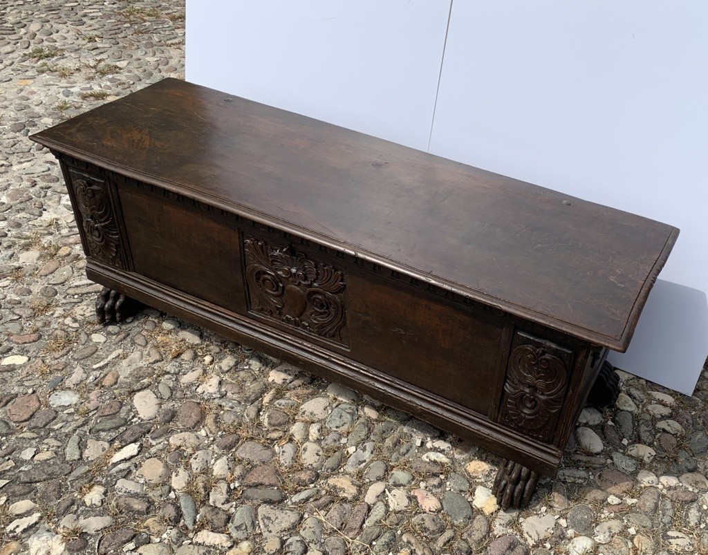 Carved Walnut Chest. Italy, 17th Century.-photo-1