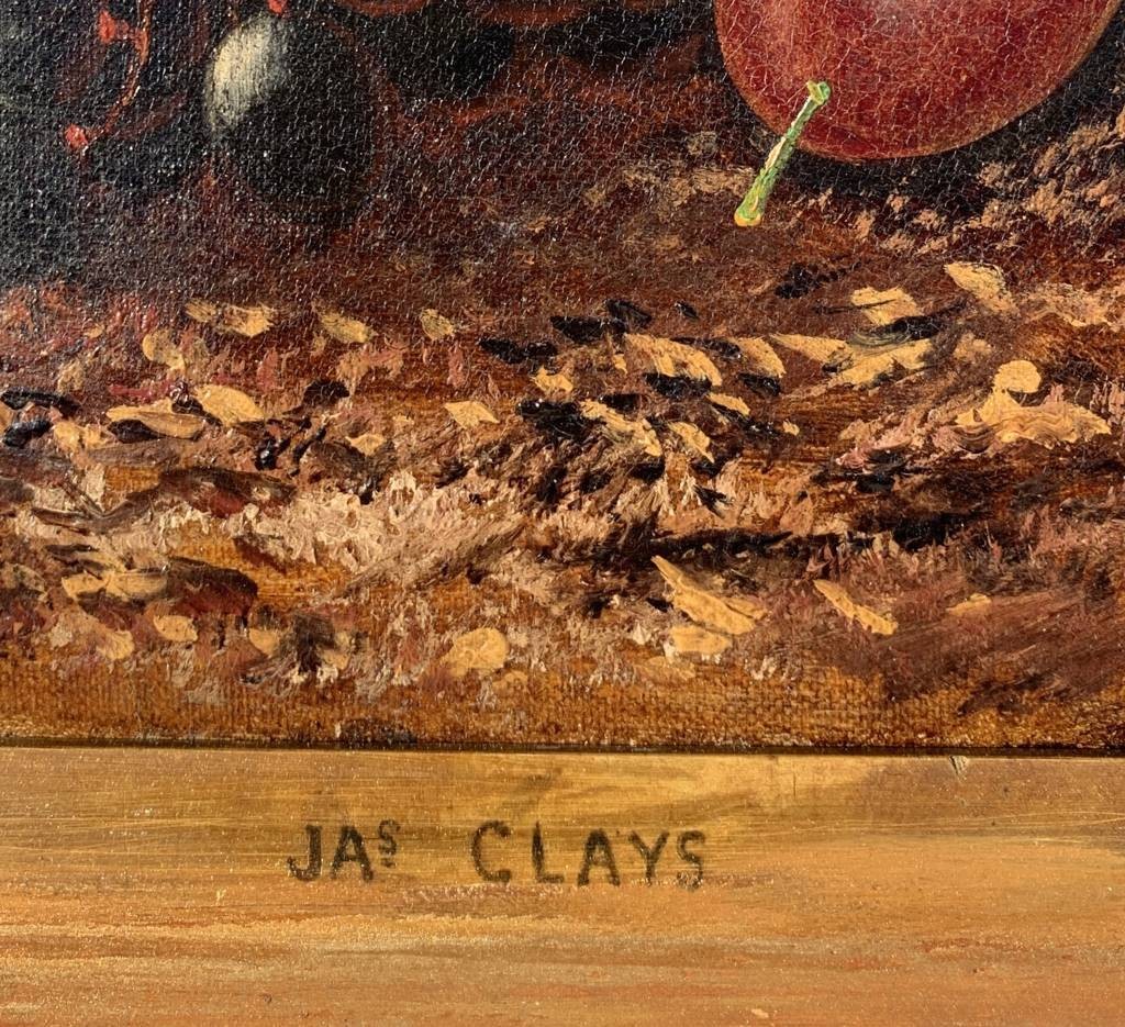 J. Clays (british, 19th-20th Century) - Still Life With A Basket Of Fruit.-photo-2