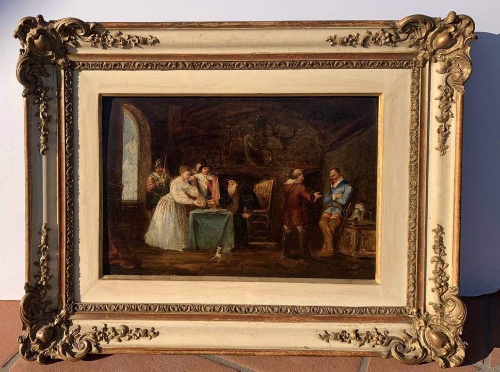 Italian Painter (dated 1853) - Historical Interior Scene.-photo-4