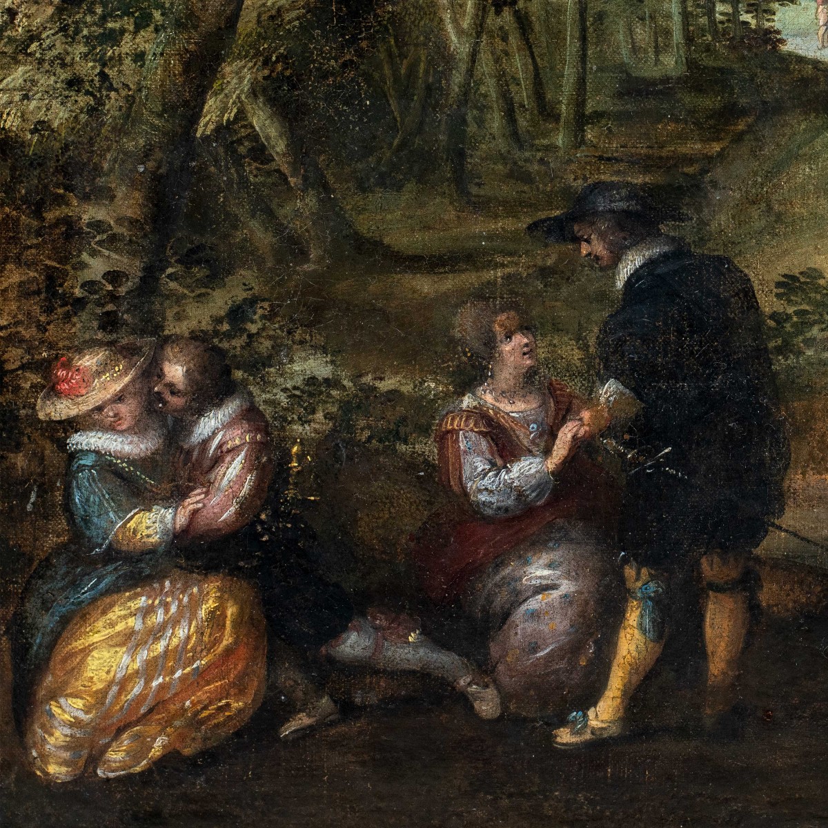 Lodewijk Toeput, dit Ludovico Pozzoserrato (XVI) - Rencontre de dames et de gentilshommes.-photo-2