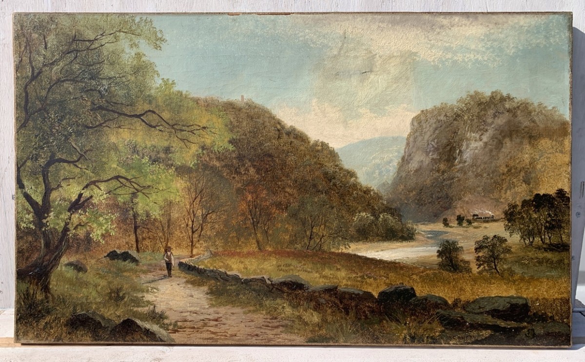 Peintre anglais (XIXe siècle) - Promenade au bord du chemin.-photo-4