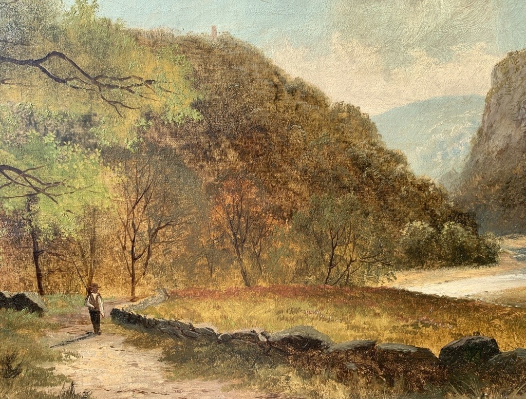 Peintre anglais (XIXe siècle) - Promenade au bord du chemin.-photo-1