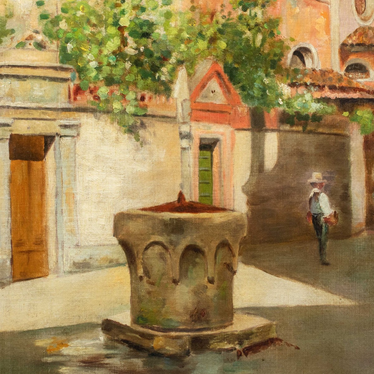 Venetian Painter (19th Century) - Venice, View Of The Campiello Del Le Chiovere.-photo-2