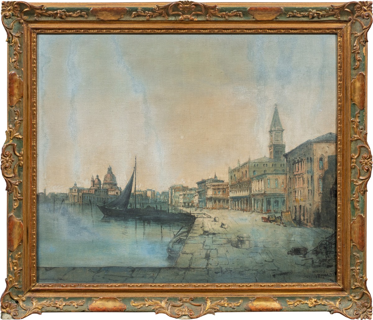 Peintre vénitien (XIXe siècle) - Venise, vue depuis la Riva degli Schiavoni.