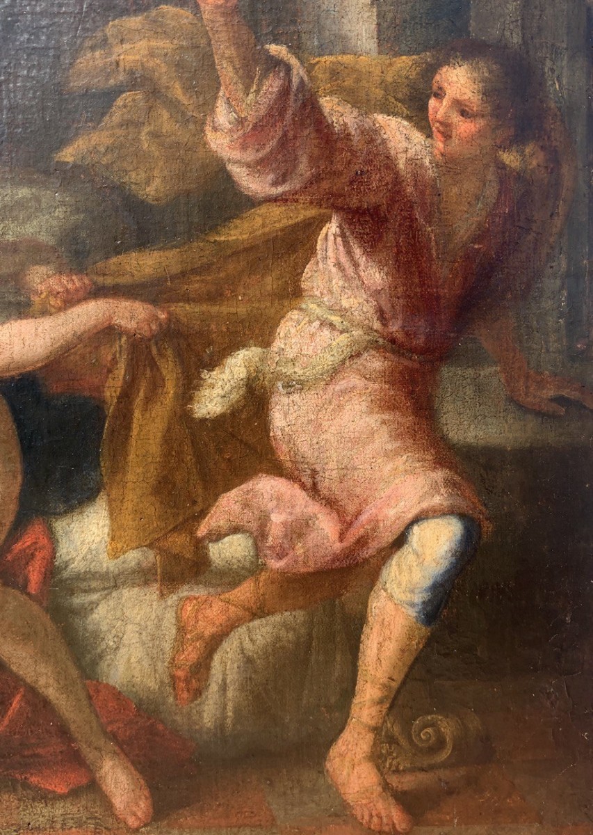 Neapolitan Painter (17th Century) - Joseph And Potiphar's Wife.-photo-1