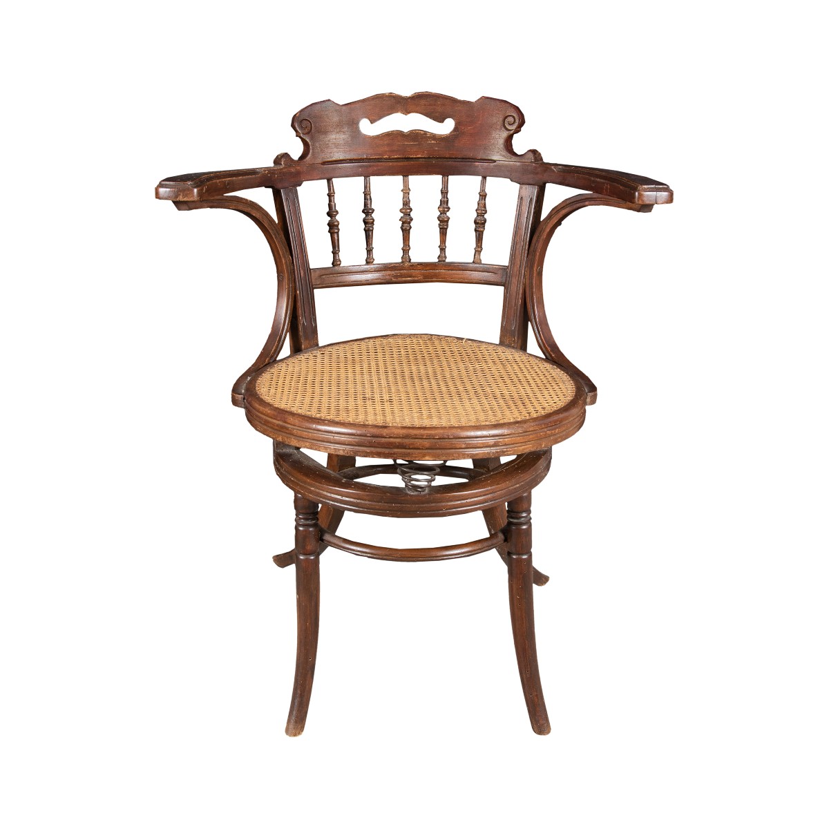Chaise de bureau en bois sculpté. Probablement fabriquée par Thonet, Vienne, début du XX siècle