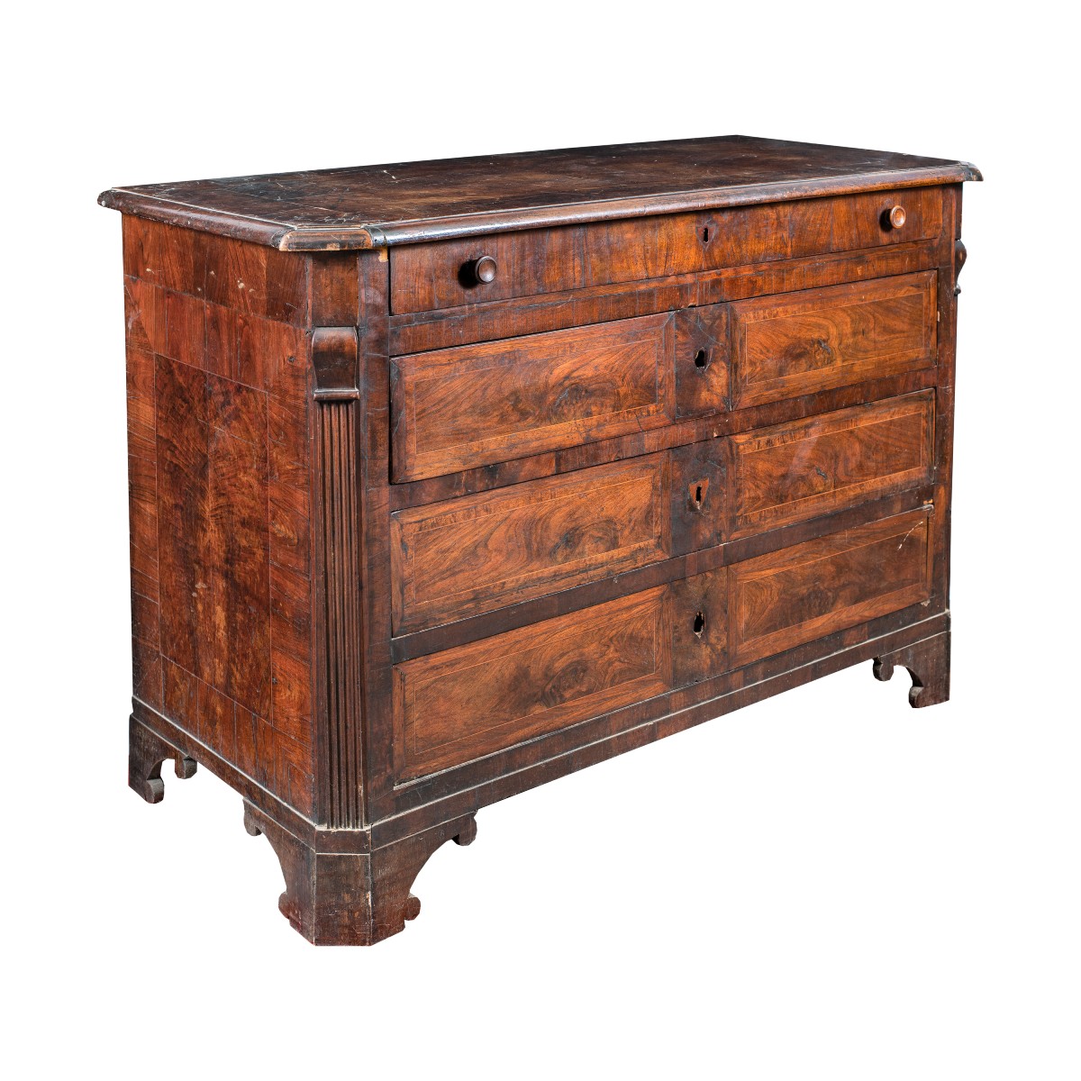 Burl Walnut Chest Of Drawers. Italy, Early 19th Century.-photo-2