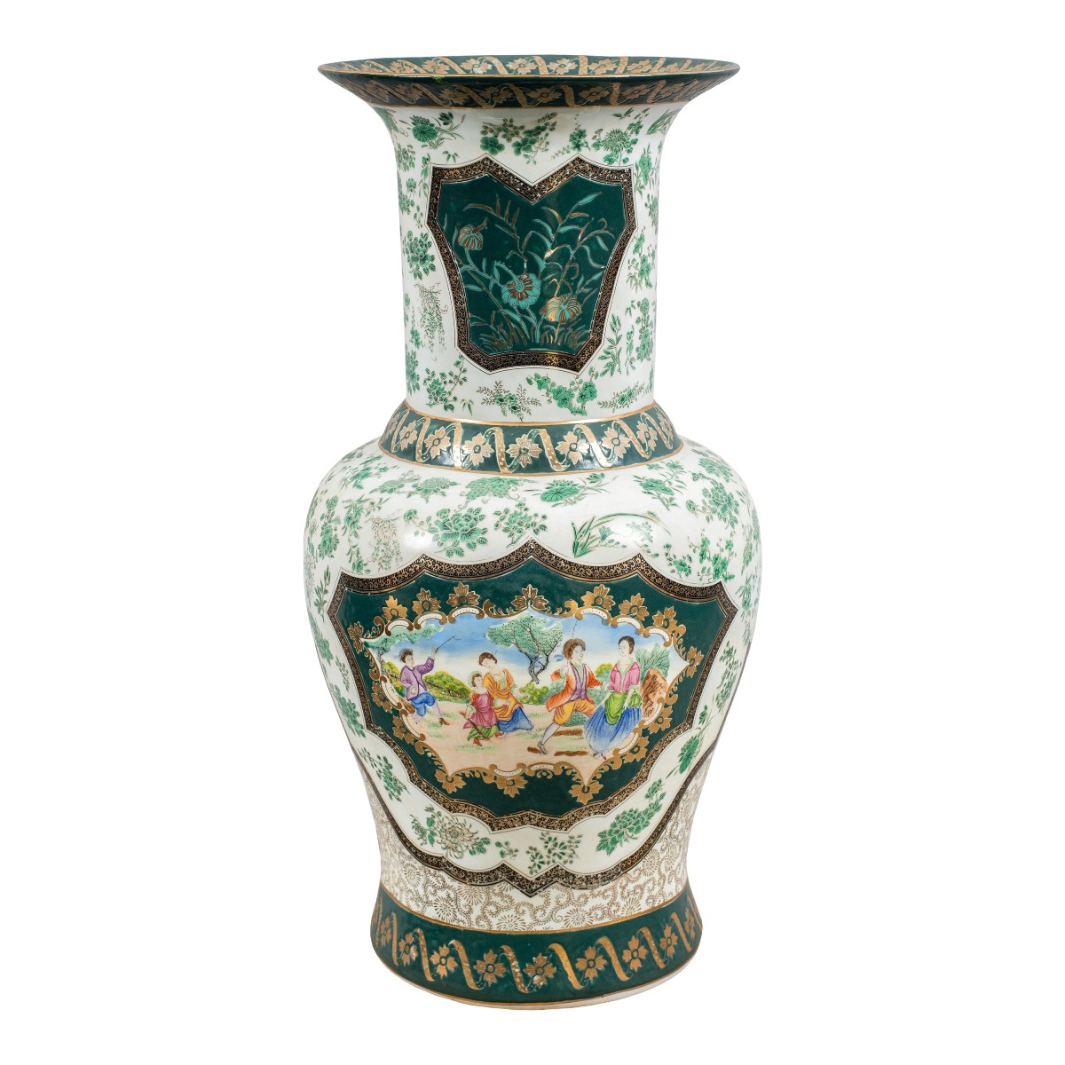 Painted Porcelain Centerpiece Vase. Canton, China, Early 20th Century.-photo-2