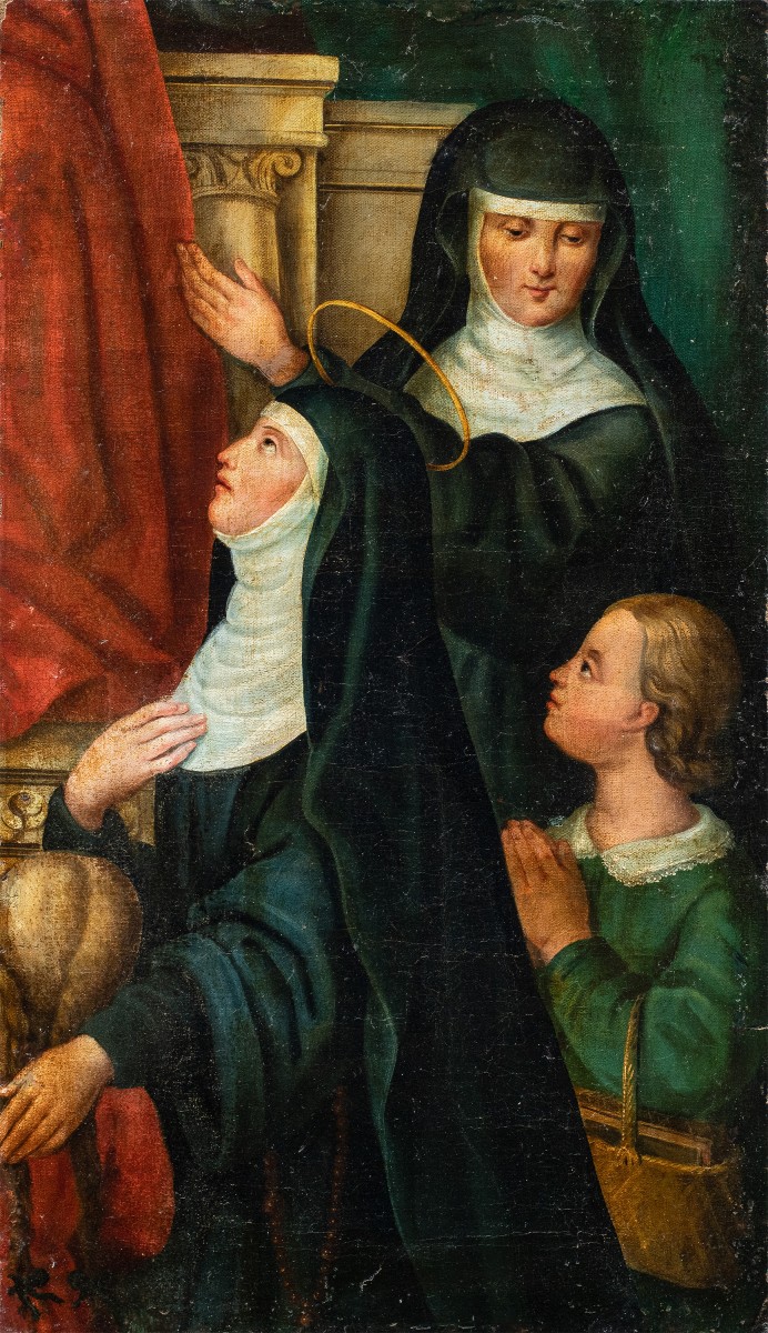 Peintre italien (XVIIIe siècle) - Sainte Monique en prière.