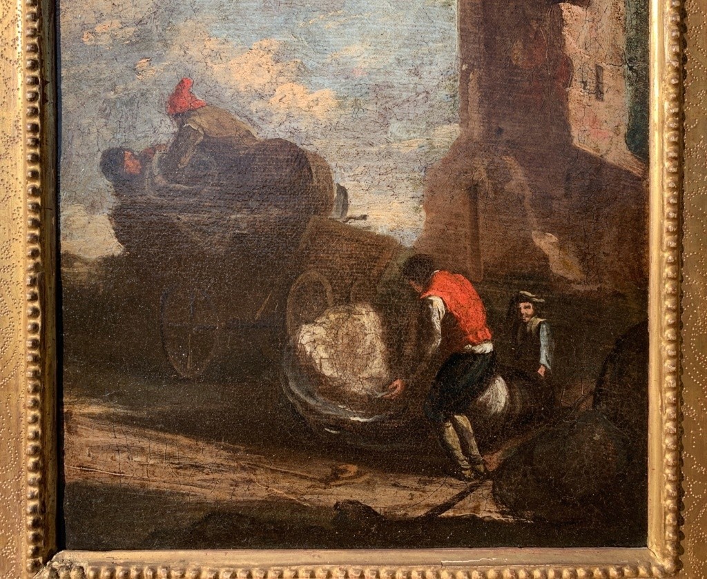 Peintre romain (XVIIIe siècle) - Paysage avec voyageurs.-photo-1