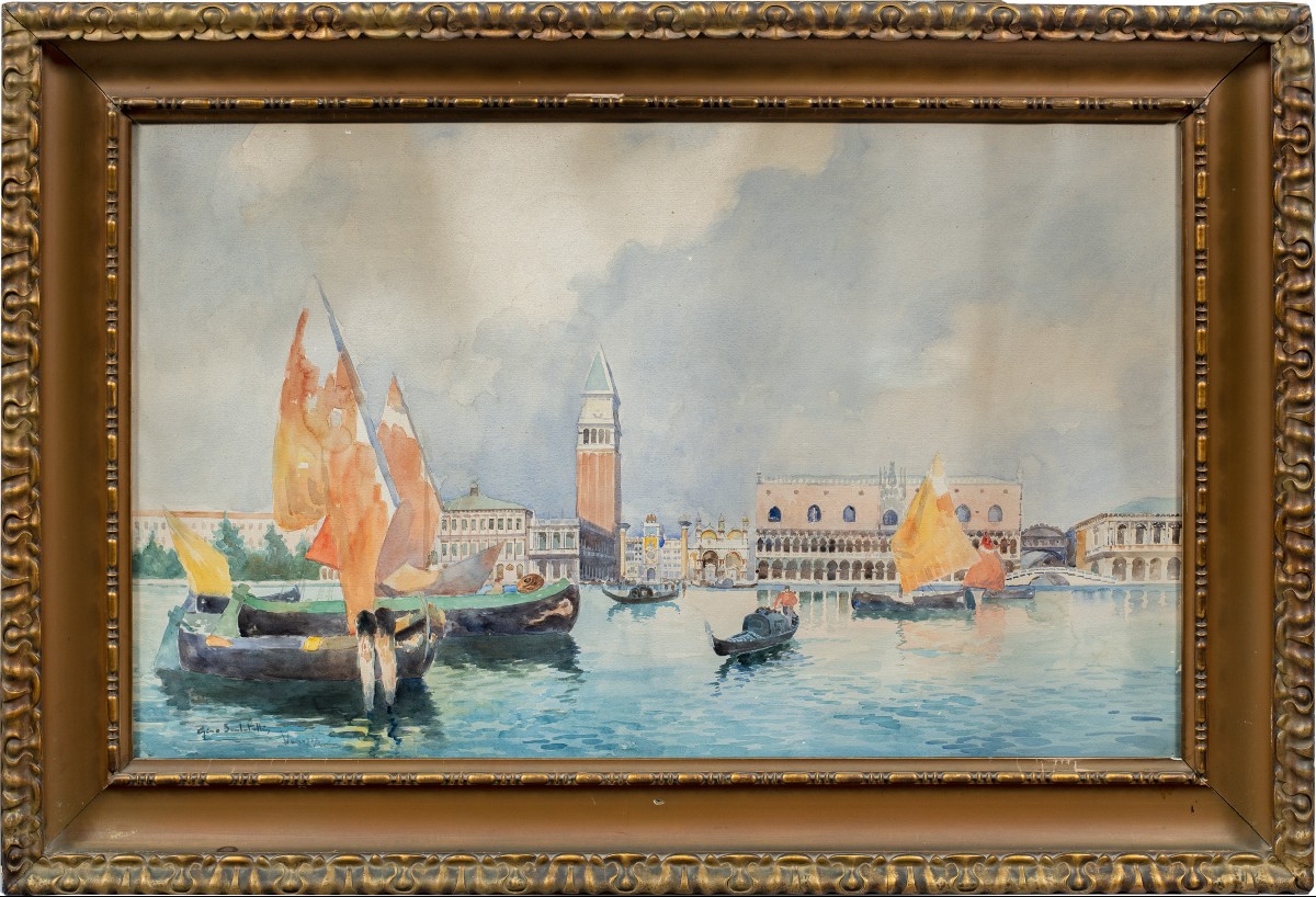 Gino Scalatelli (venice 1870 - Venice 1920) - Venice, View Of St. Mark's Basin.