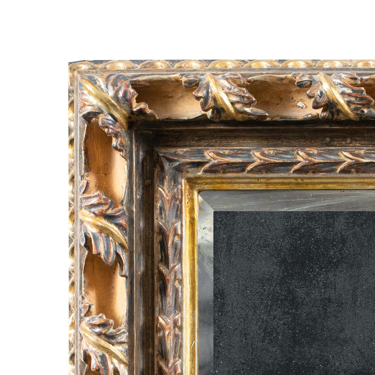 Miroir Art Nouveau en bois sculpté et doré. Italie, XXe siècle.-photo-2