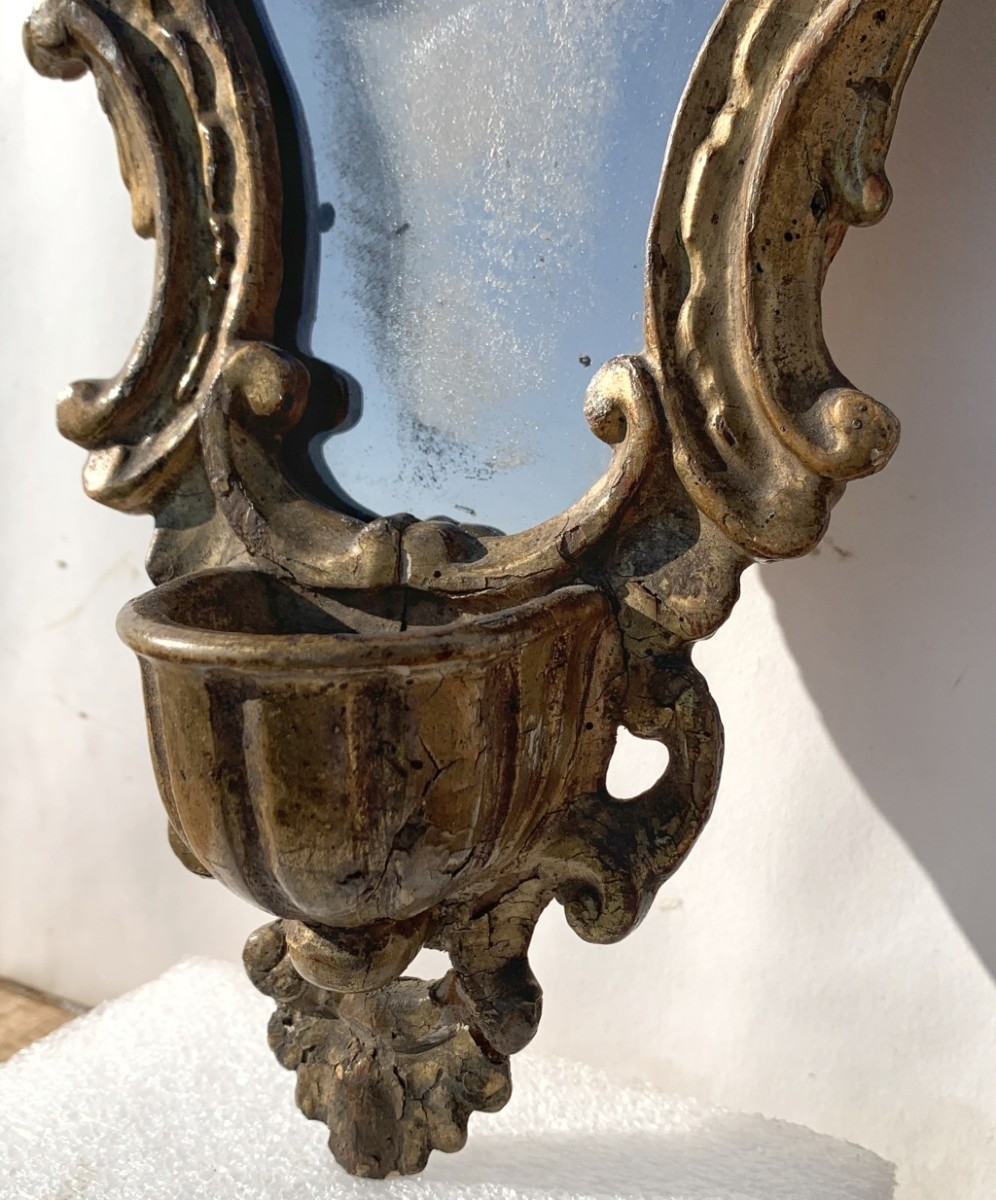 Gilded Wooden Holy Water Stoup. Italy, 18th Century.-photo-1