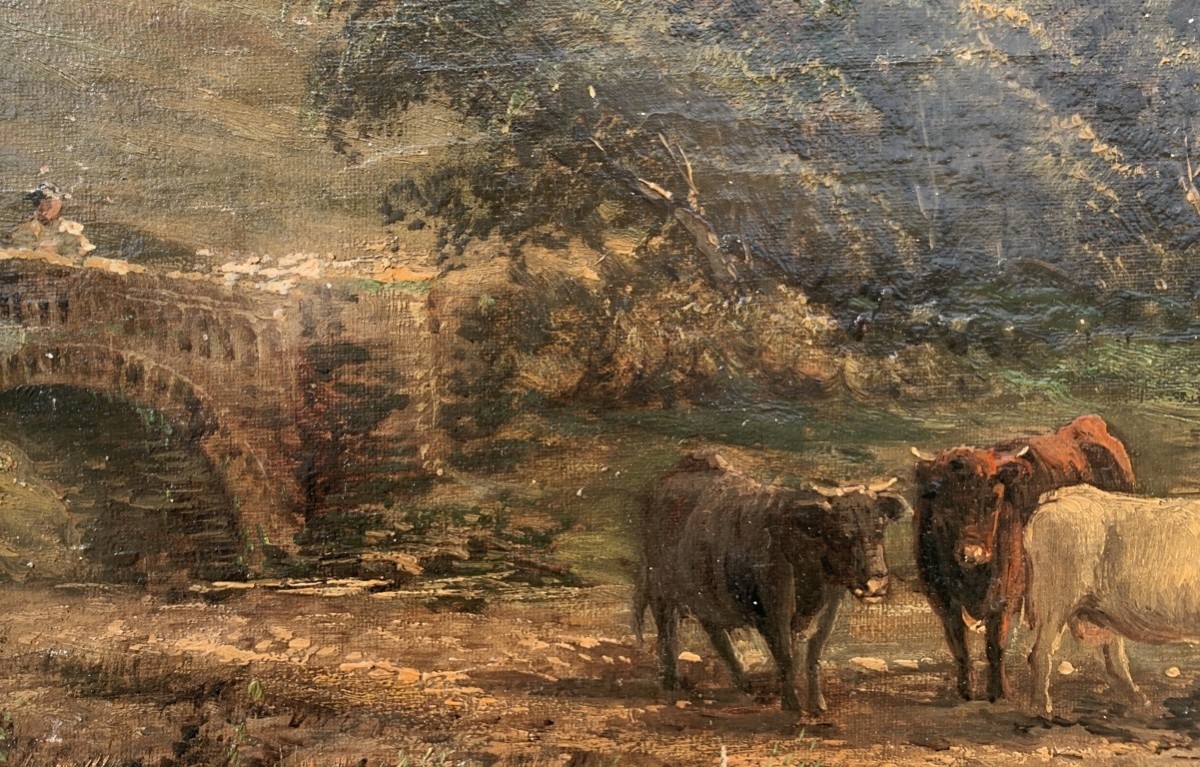 Peintre des Highlands (fin du XIXe siècle) - Bétail des Highlands au bord du lac.-photo-2