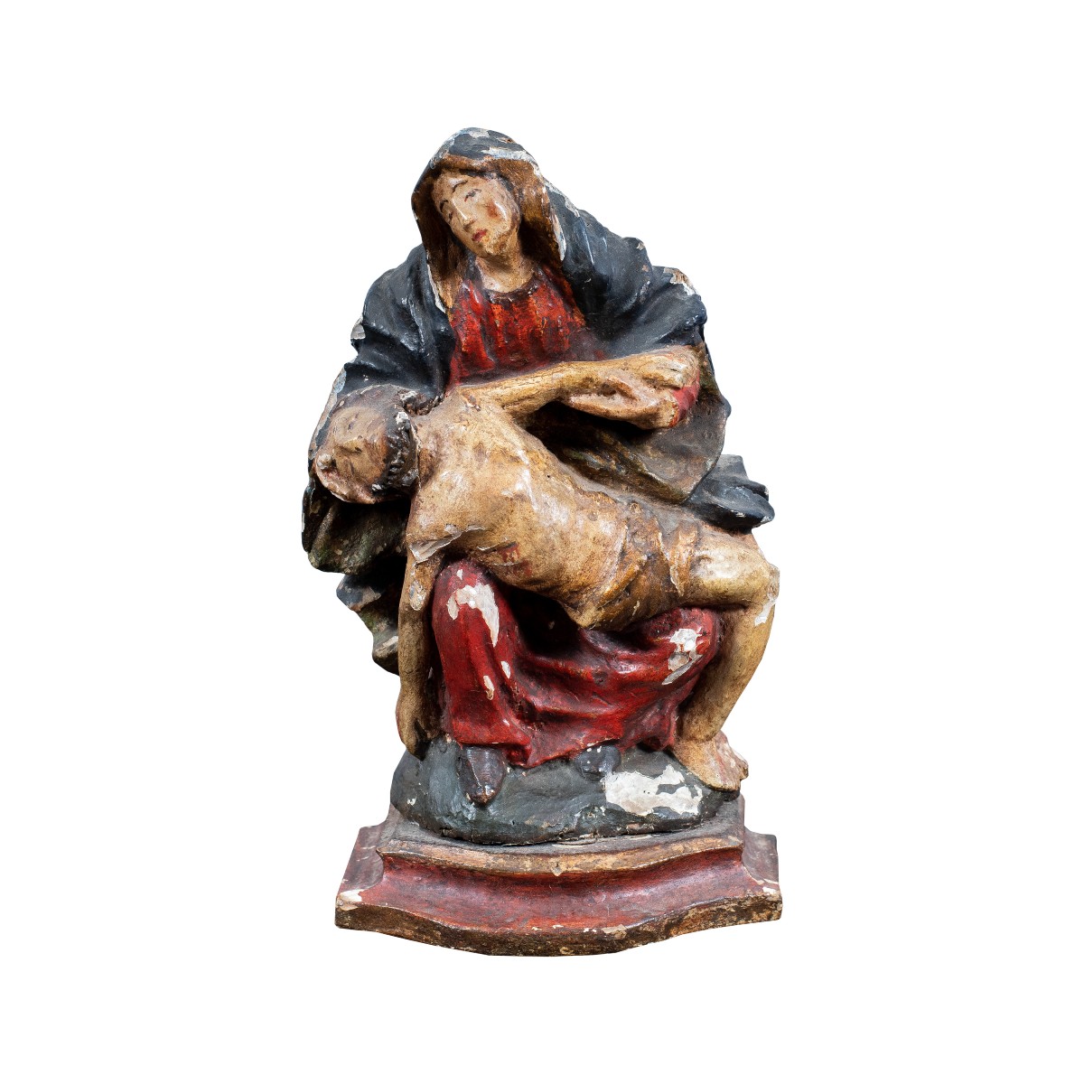 Carved And Painted Wooden Sculpture - Pietà - Italy, 18th Century.