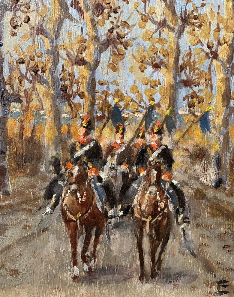 Enrico Vizzotto Alberti (Oderzo 1880 - Padoue 1976) - Le 7e régiment des lanciers de Milan.-photo-2