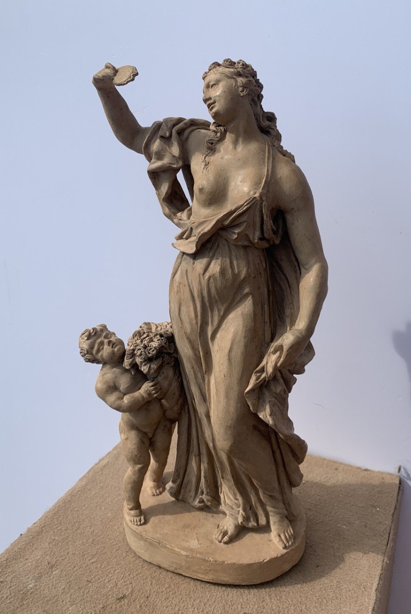 Sculpture en terre cuite - Allégorie de la Vanité. Italie, XVIIIe siècle.-photo-1