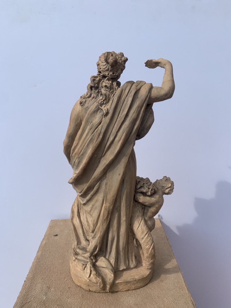 Sculpture en terre cuite - Allégorie de la Vanité. Italie, XVIIIe siècle.-photo-2