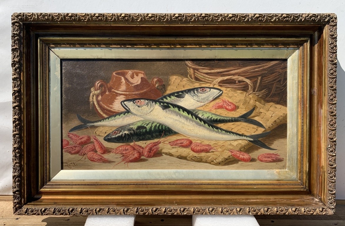 Charles Thomas Bale (british, 1866 - 1895) - Still Life Of Fish And Shrimp.-photo-4
