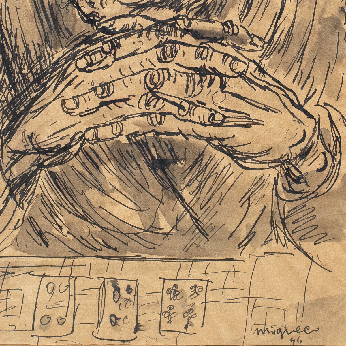Giuseppe Migneco (Messine 1903 - Milan 1997) - La Diseuse de bonne aventure.-photo-2