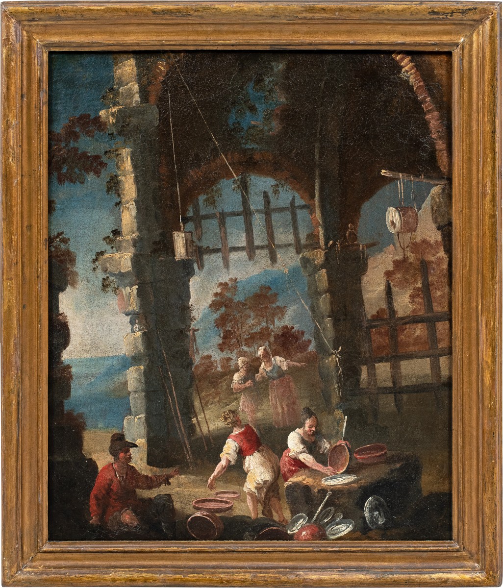 Matteo Ghidoni, dit Matteo dei Pitocchi (Florence 1626 - Padoue 1700) - Scène de genre.