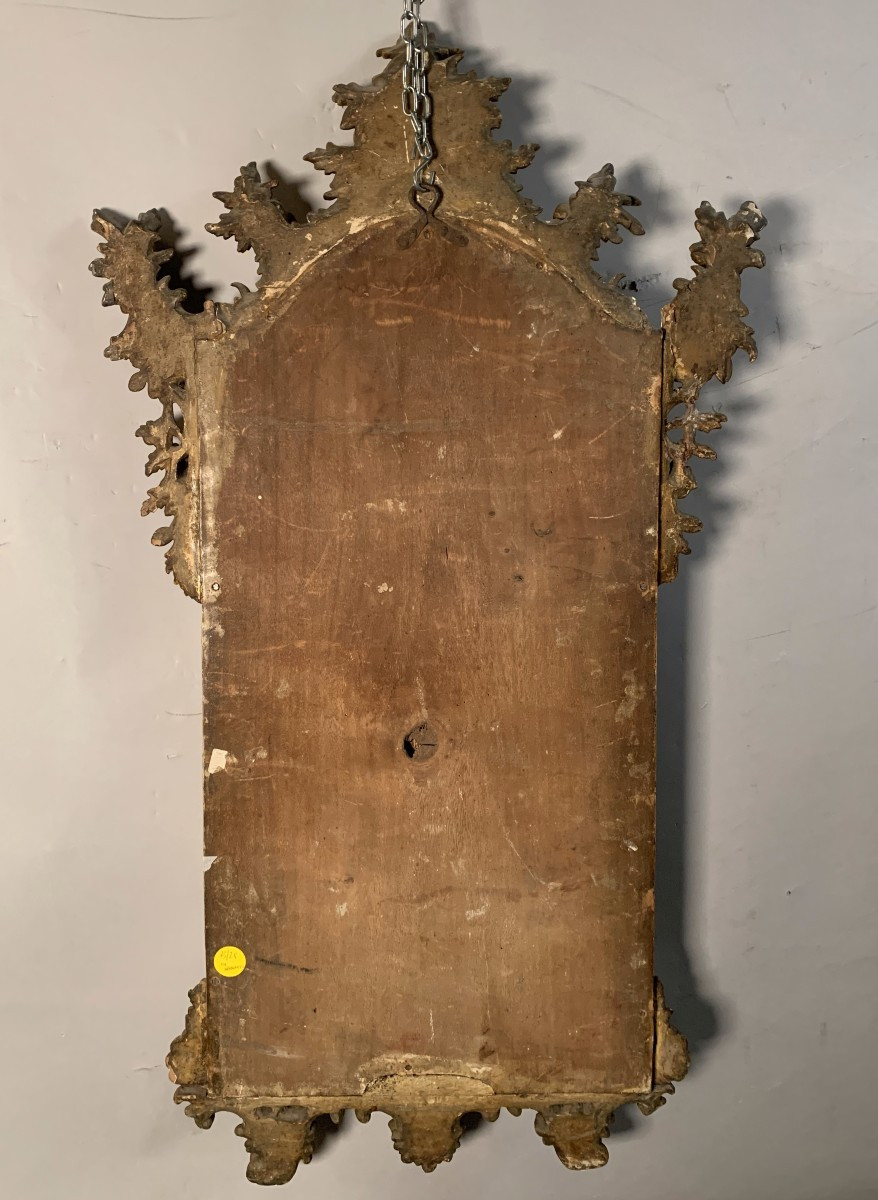 Miroir en bois sculpté et doré. Italie du Nord, XVIIIe siècle.-photo-2