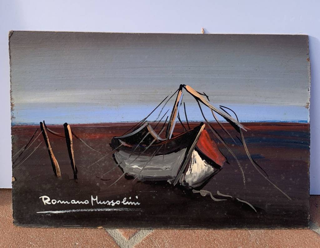 Romano Mussolini (Forlì 1927 - Rome 2006) - Paysage avec bateau.-photo-3