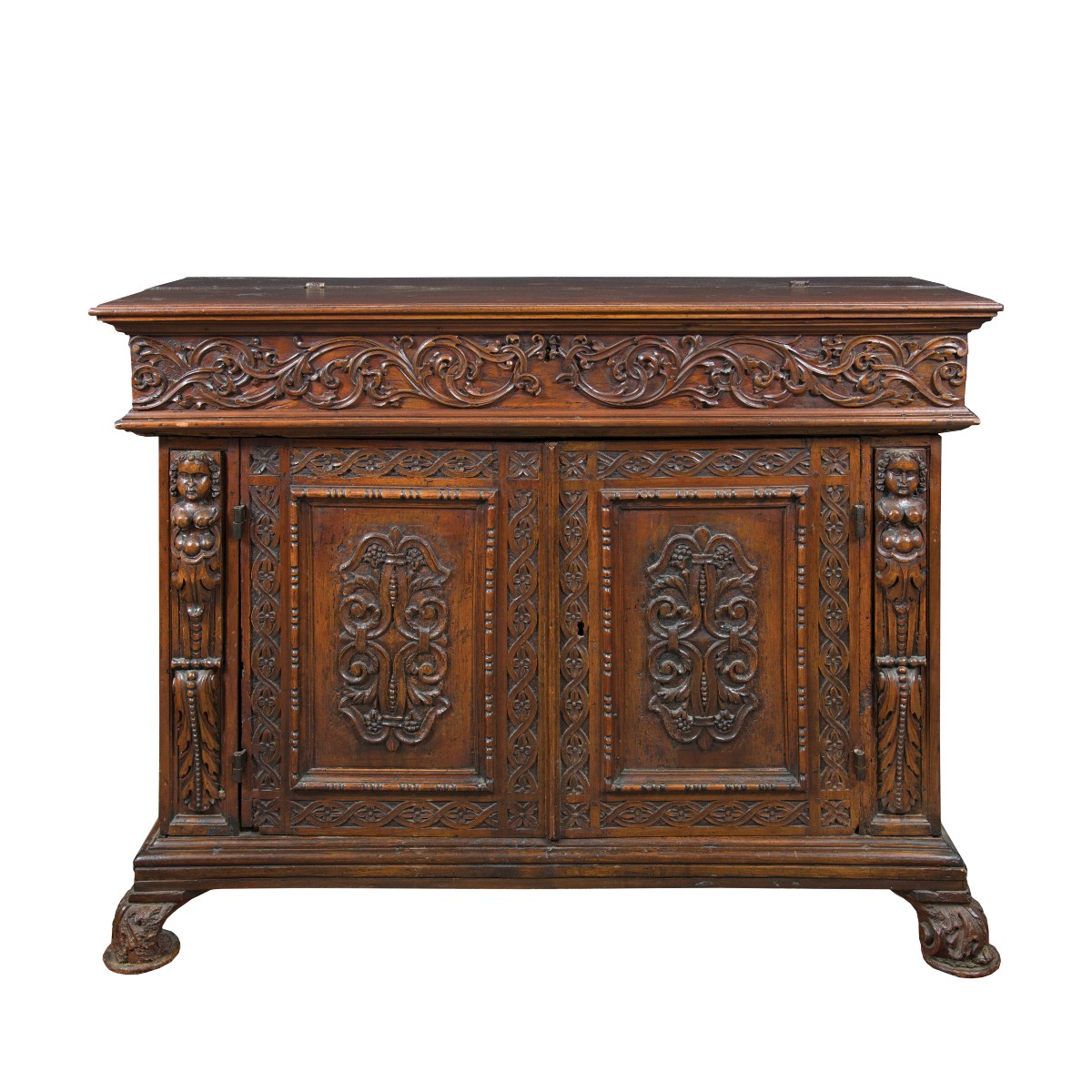 Buffet en bois sculpté. Italie, XVIIe siècle.