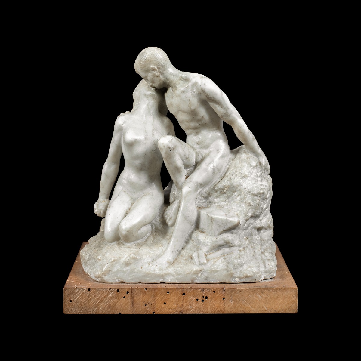 Sculpture en marbre blanc - Le Baiser. XIXe siècle.