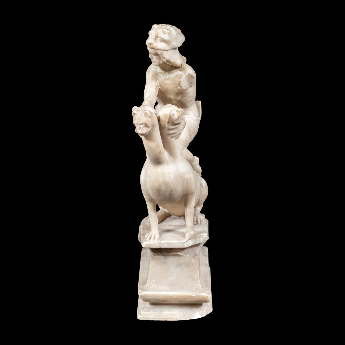 Sculpture en albâtre - Hercule et Cerbère. Rome, XVIIe siècle.-photo-3