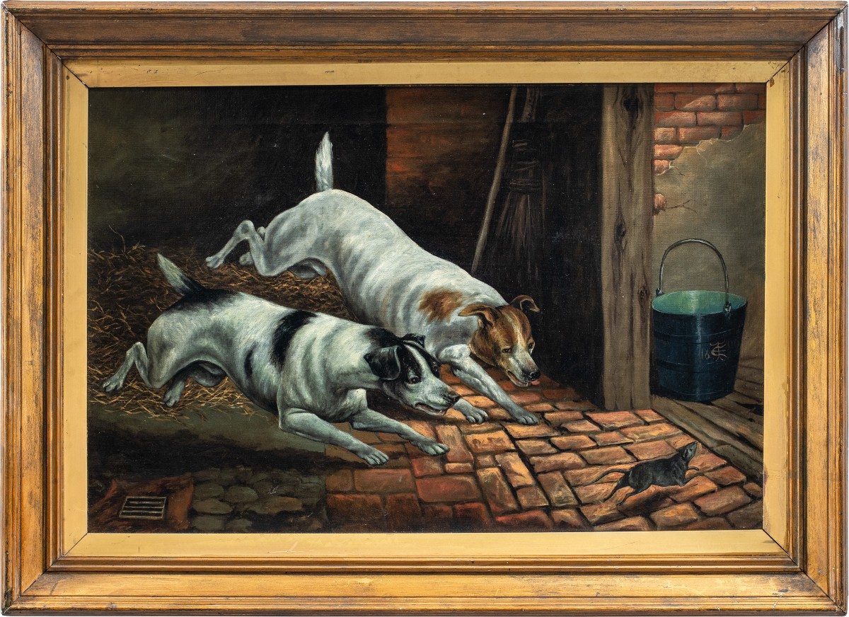 Peintre britannique (daté de 1899) - Chasse à la souris.