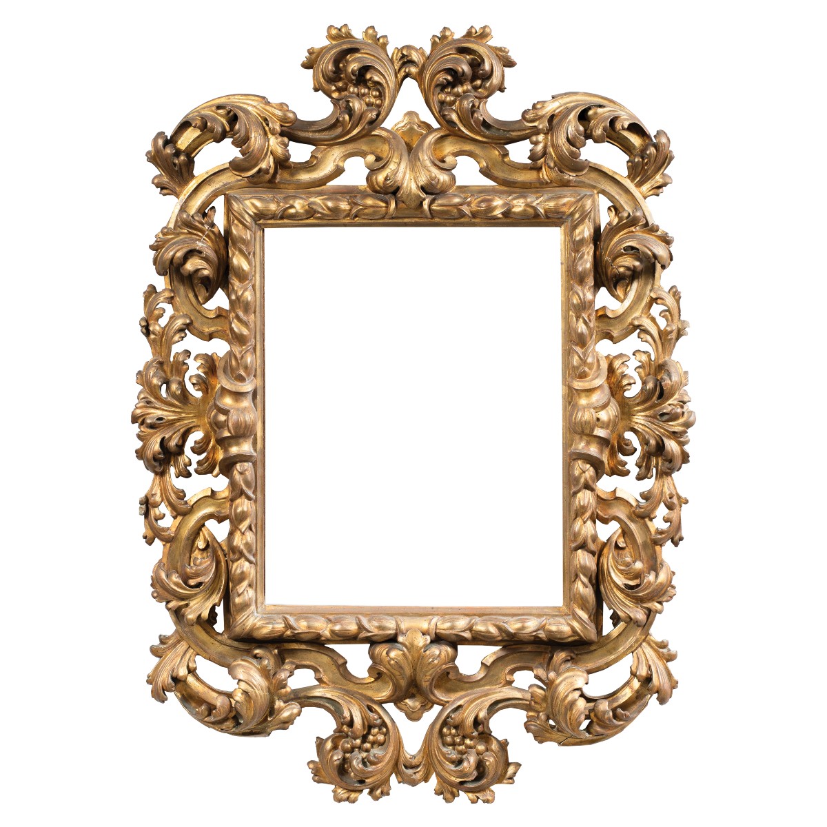 Large Baroque-style Frame In Carved And Gilded Wood. Bologna, Late 19th Century.