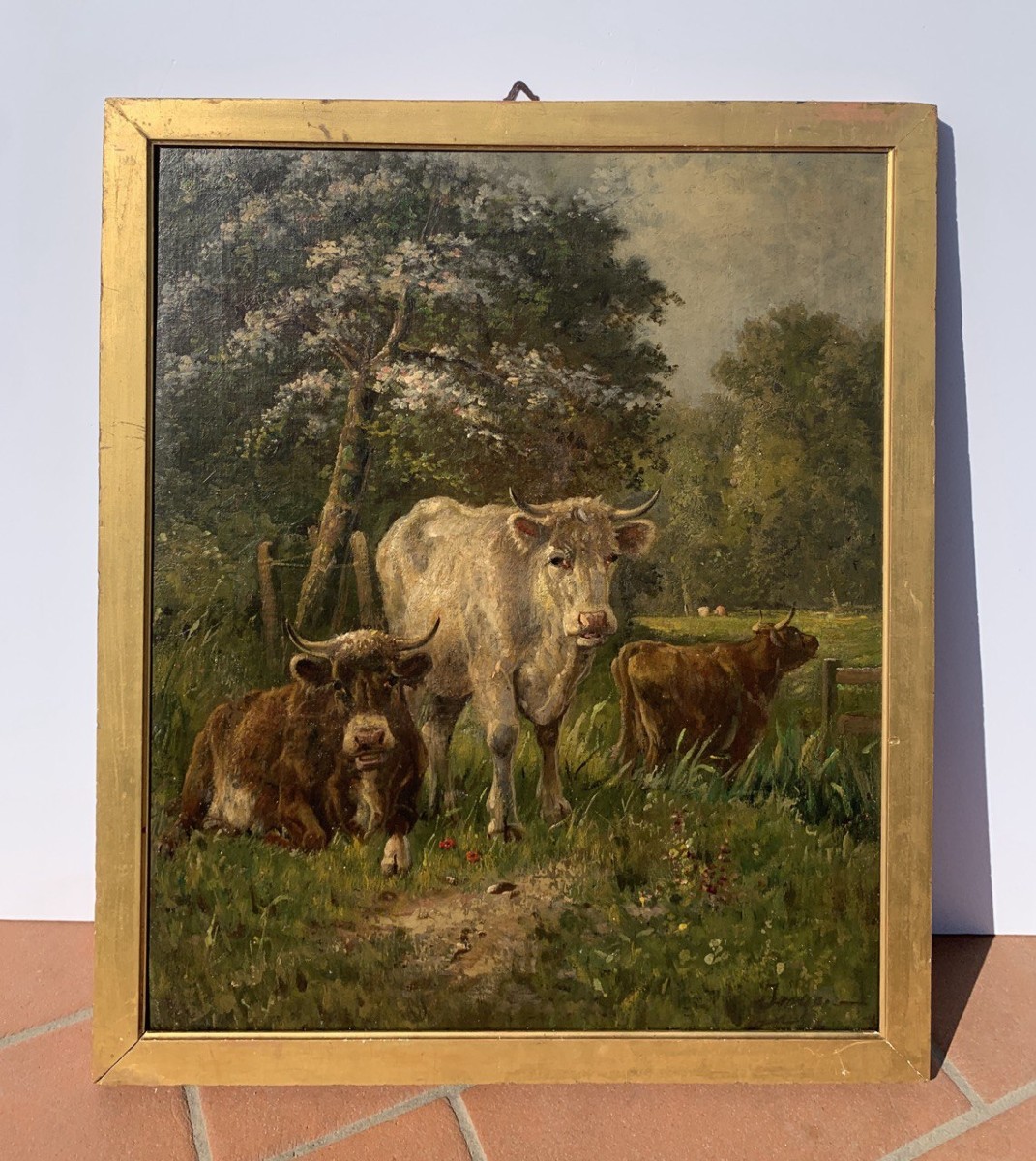 European Painter (late 19th Century) - Grazing Cows.-photo-4