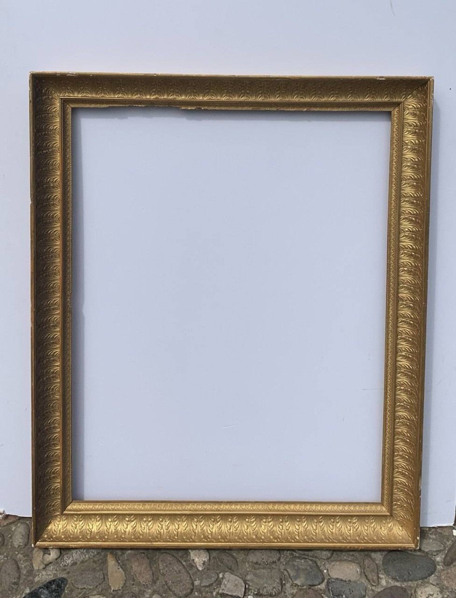 Cadre néoclassique en bois sculpté et doré. Toscane, début du XIXe siècle.-photo-1