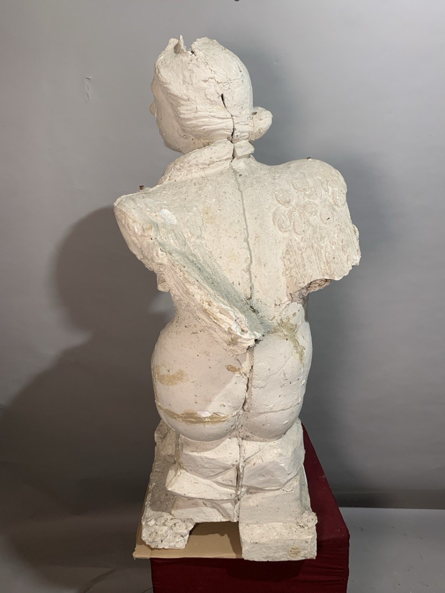 Paire de sculptures en scagliola – Sirènes ailées à double queue. Italie, XVIIe siècle.-photo-2