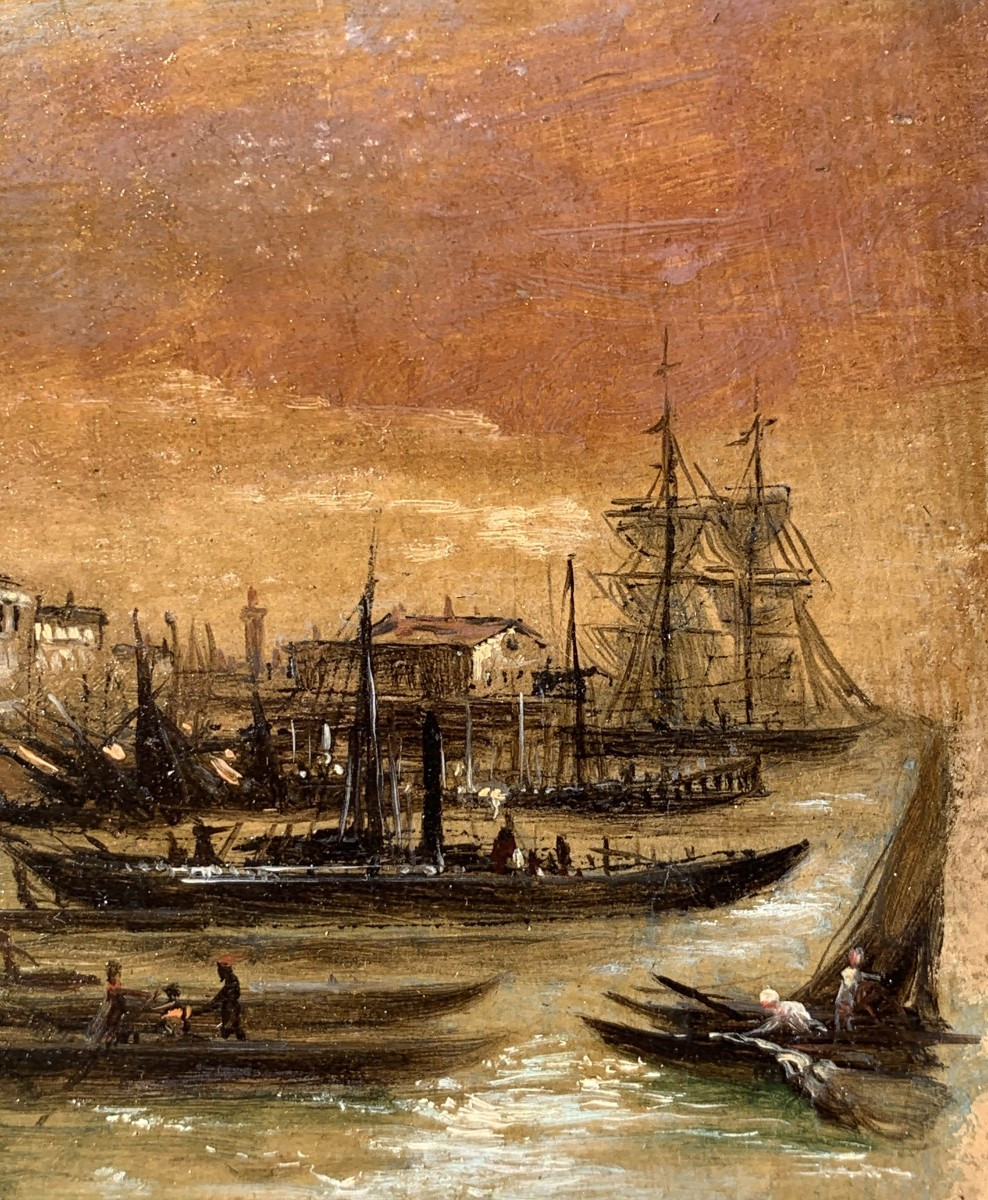 Peintre vénitien (début du XIXe siècle) - Venise, vue du bassin de Saint-Marc.-photo-2