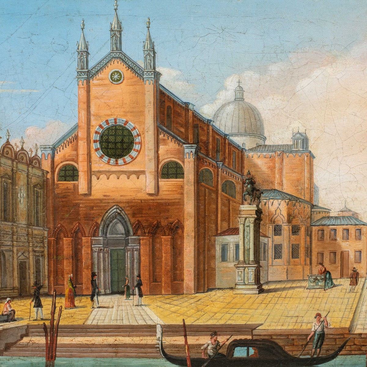 Peintre vénitien (XIXe siècle) - Venise, vue du Campo Santi Giovanni e Paolo.-photo-2