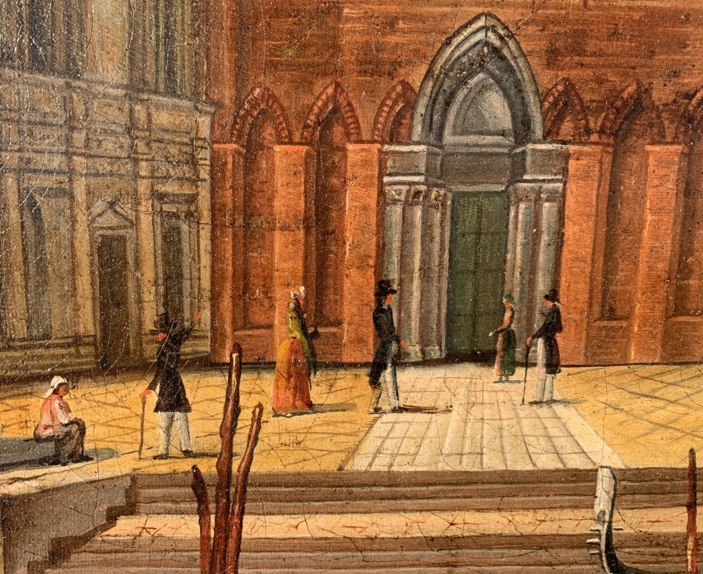 Peintre vénitien (XIXe siècle) - Venise, vue du Campo Santi Giovanni e Paolo.-photo-2