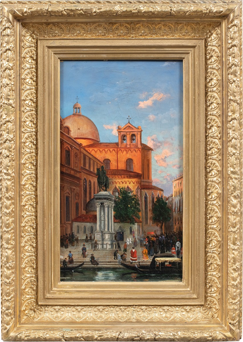 Venetian Painter (dated 1892) - Venice, View Of Campo Ss. Giovanni E Paolo With The Statue Of C