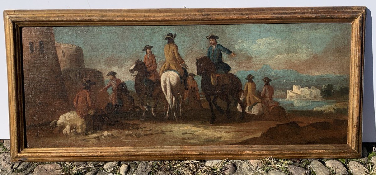 Giuseppe Zais (Forno di Canale 1709 - Trévise 1784) - Paysage avec cavaliers au repos.-photo-4