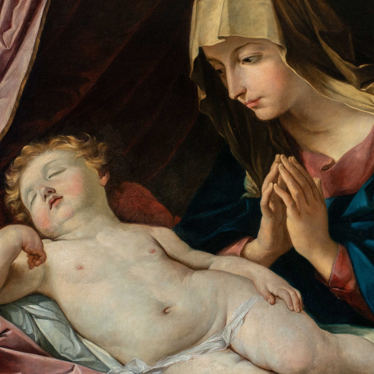 Guido Reni (Bologne 1575 - Bologne 1642), disciple de - Vierge à l'Enfant.-photo-2