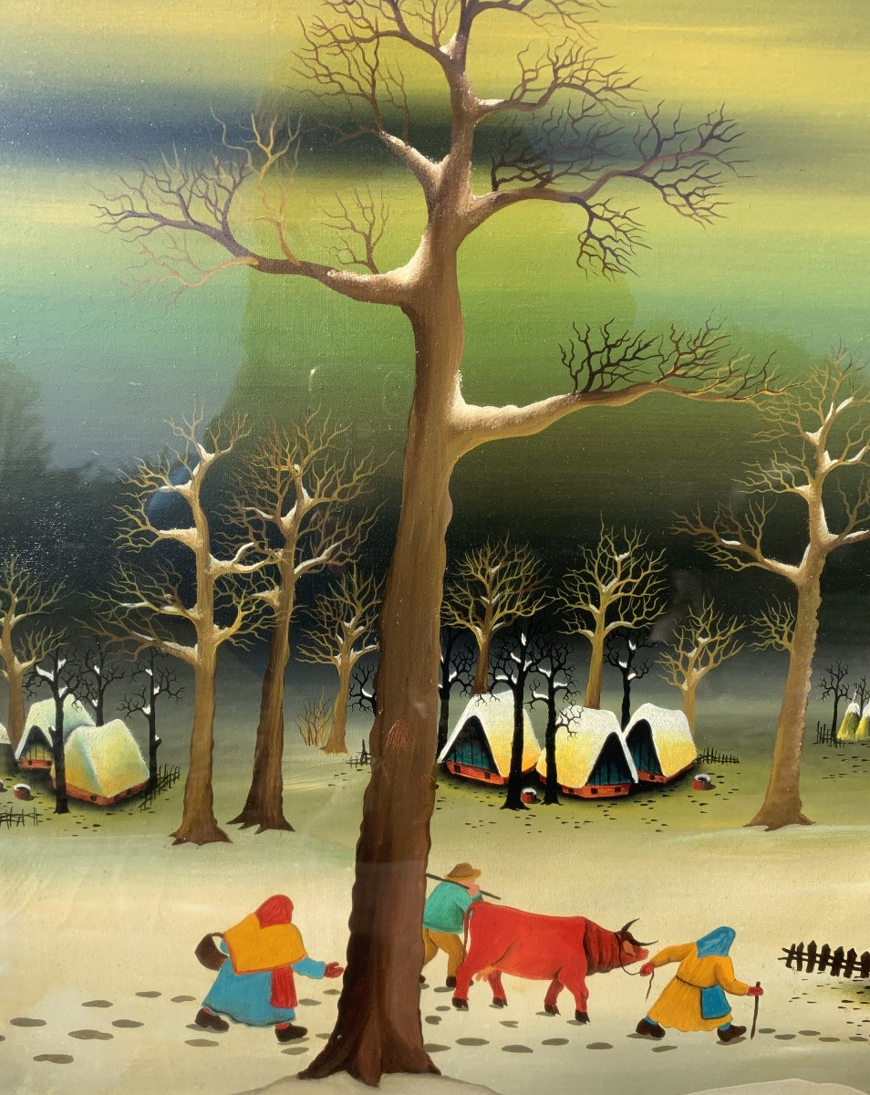 Duska Markotić (Croatie, XXe siècle) - Paysage d'hiver.-photo-4