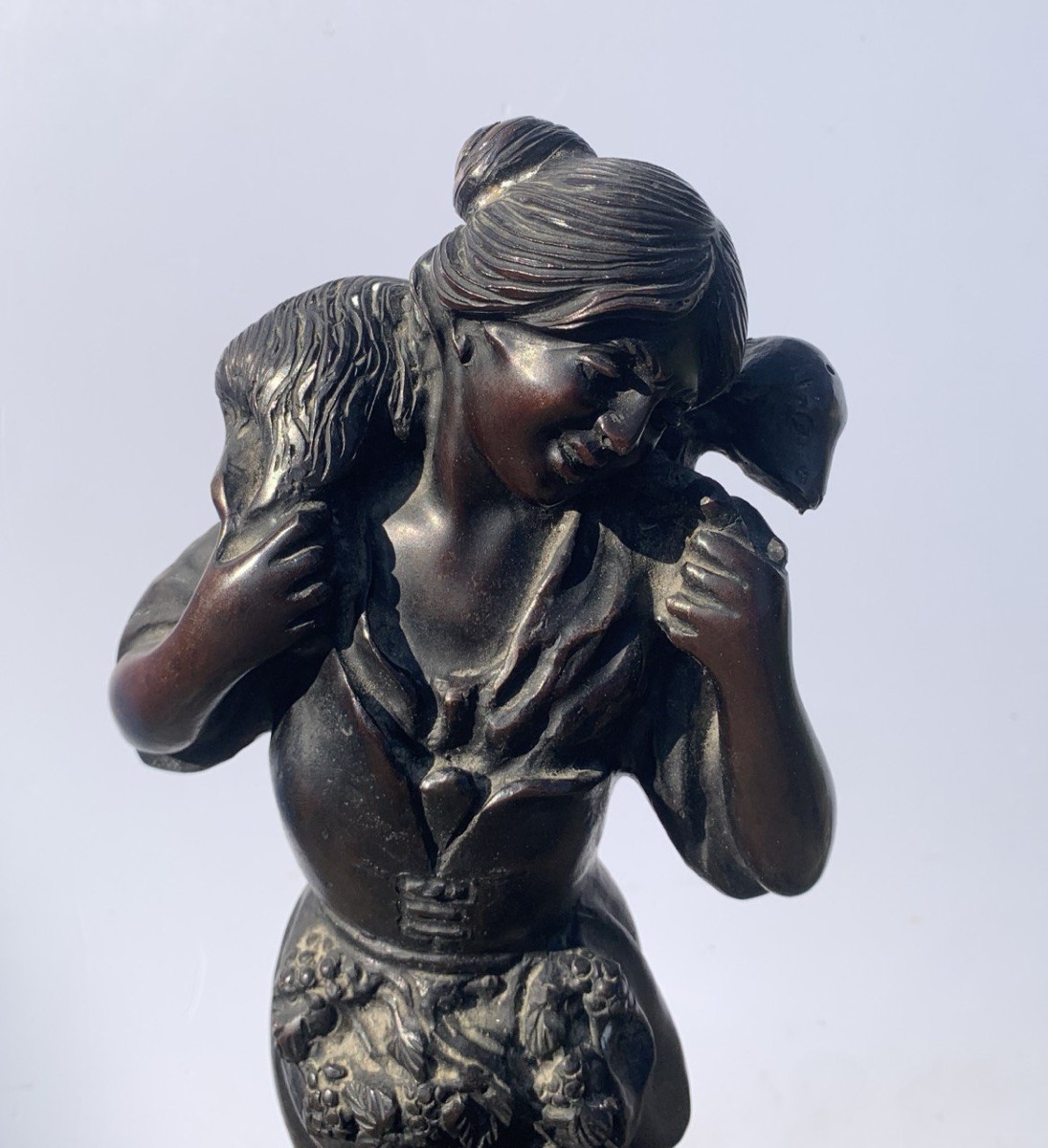 Bronze Sculpture - Shepherdess With Sheep. Italy, Late 19th Century.-photo-4