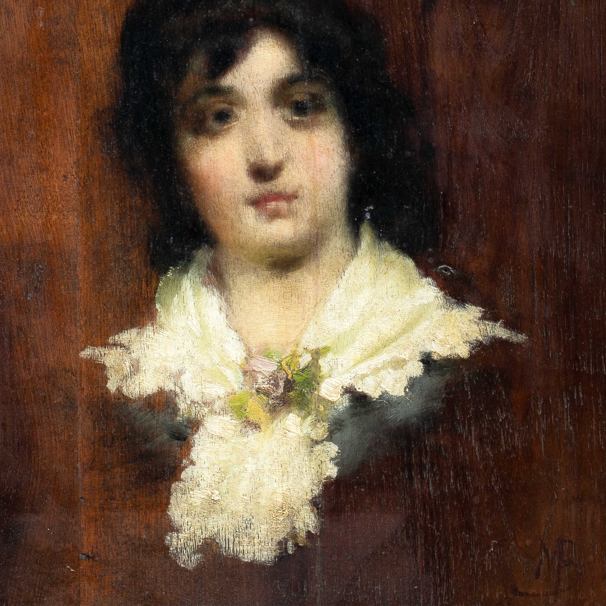 Mosè Bianchi (monza 1840 - Monza 1904) Attributed To - Painter's Palette With Portrait Of A You-photo-2