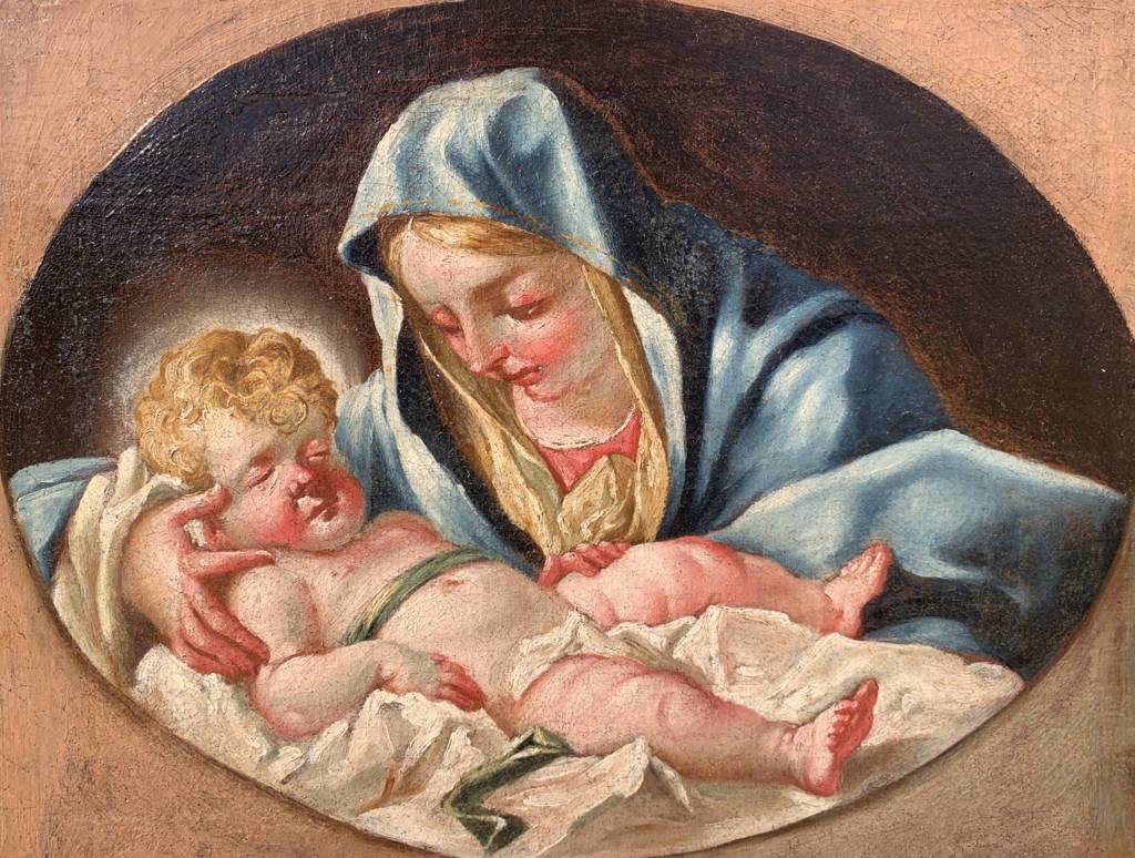Venetian Painter (18th Century) - Madonna And Child.-photo-1