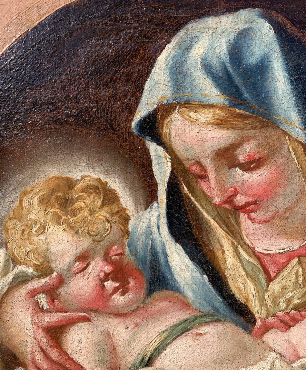 Venetian Painter (18th Century) - Madonna And Child.-photo-2