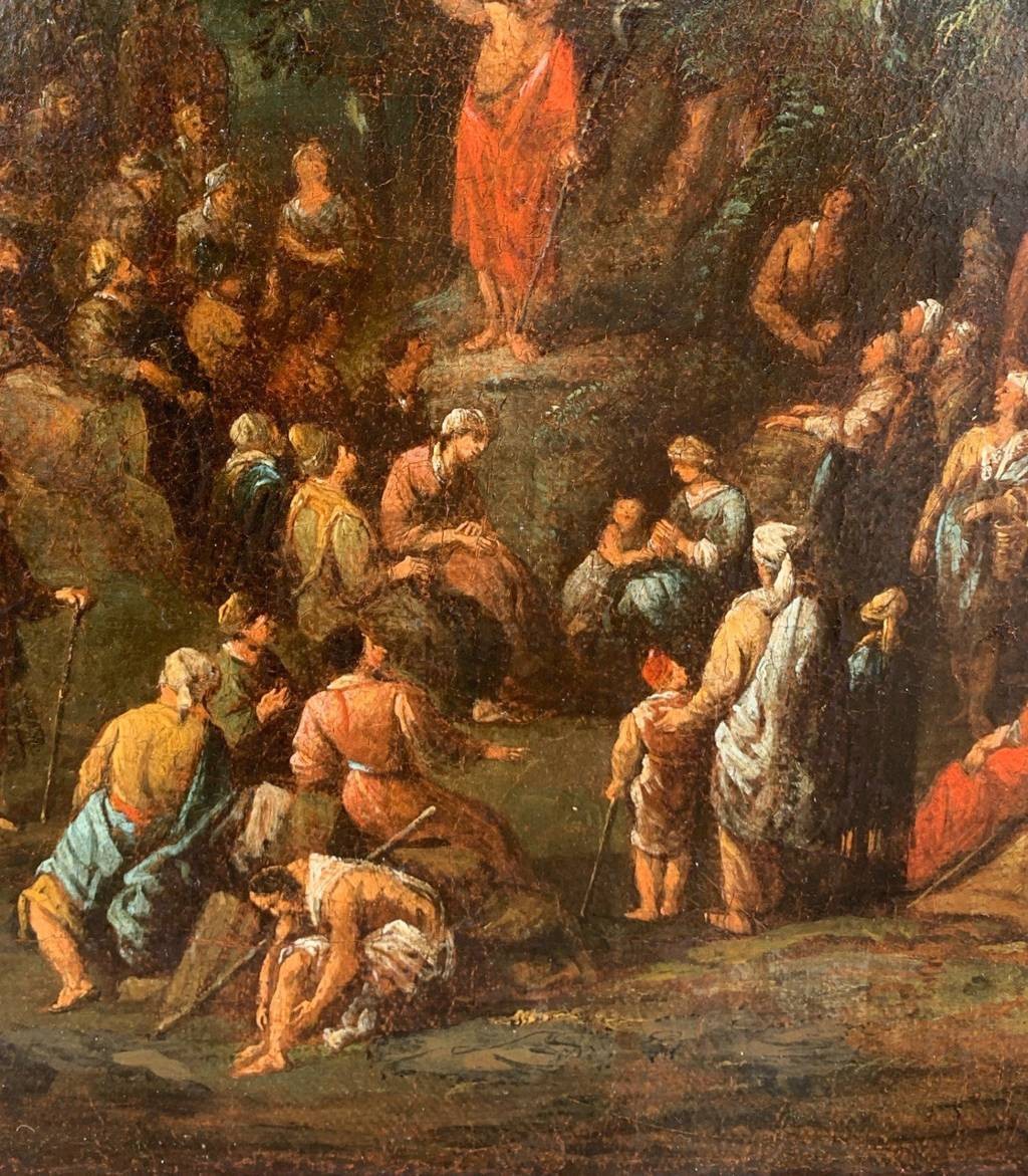 Flemish Master Active In Italy (17th Century) - St. John The Baptist Sermon In A Landscape.-photo-2