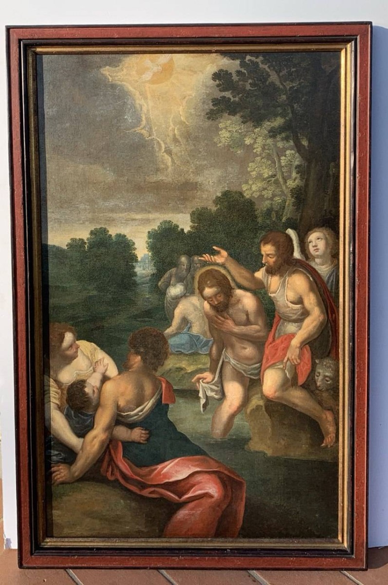 Italian Painter (17th Century) - Baptism Of Christ.-photo-1