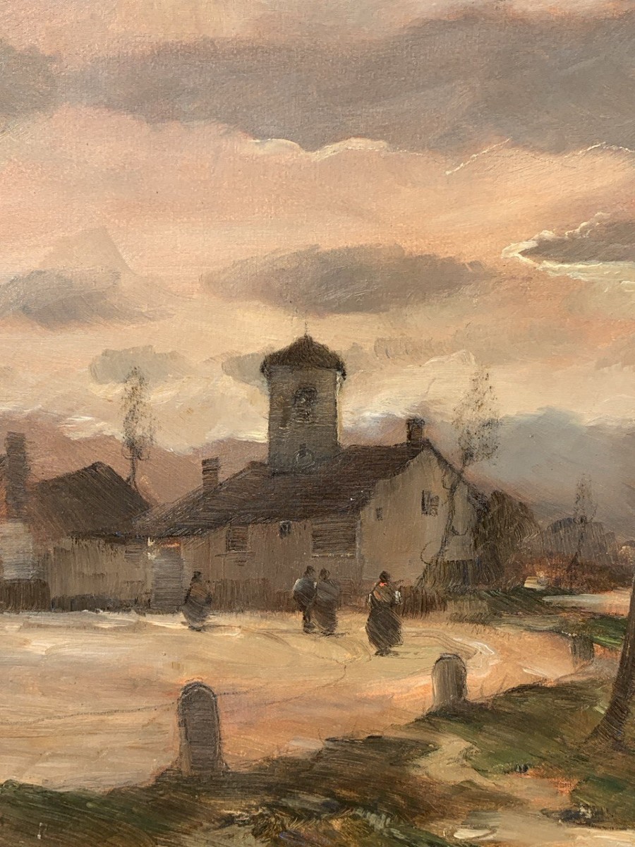 Vittorio Antonio Cargnel (venice 1872 - Milan 1931) - Landscape With House And Figures.-photo-2